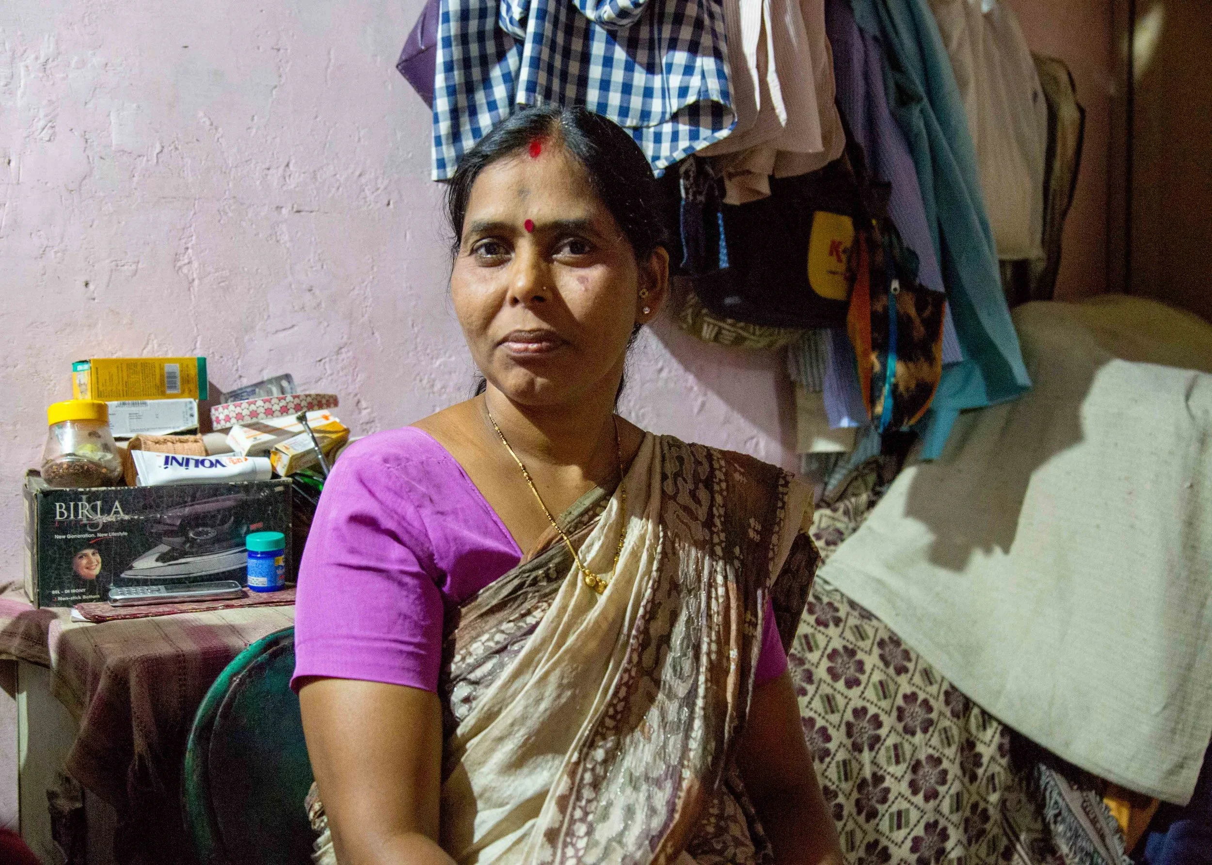 Akshay's mother inside her home